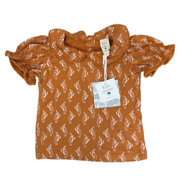 NWT Kate Quinn Alice White Rabbit Peter Pan Collar Puff Sleeve Top - Picture 1 of 5